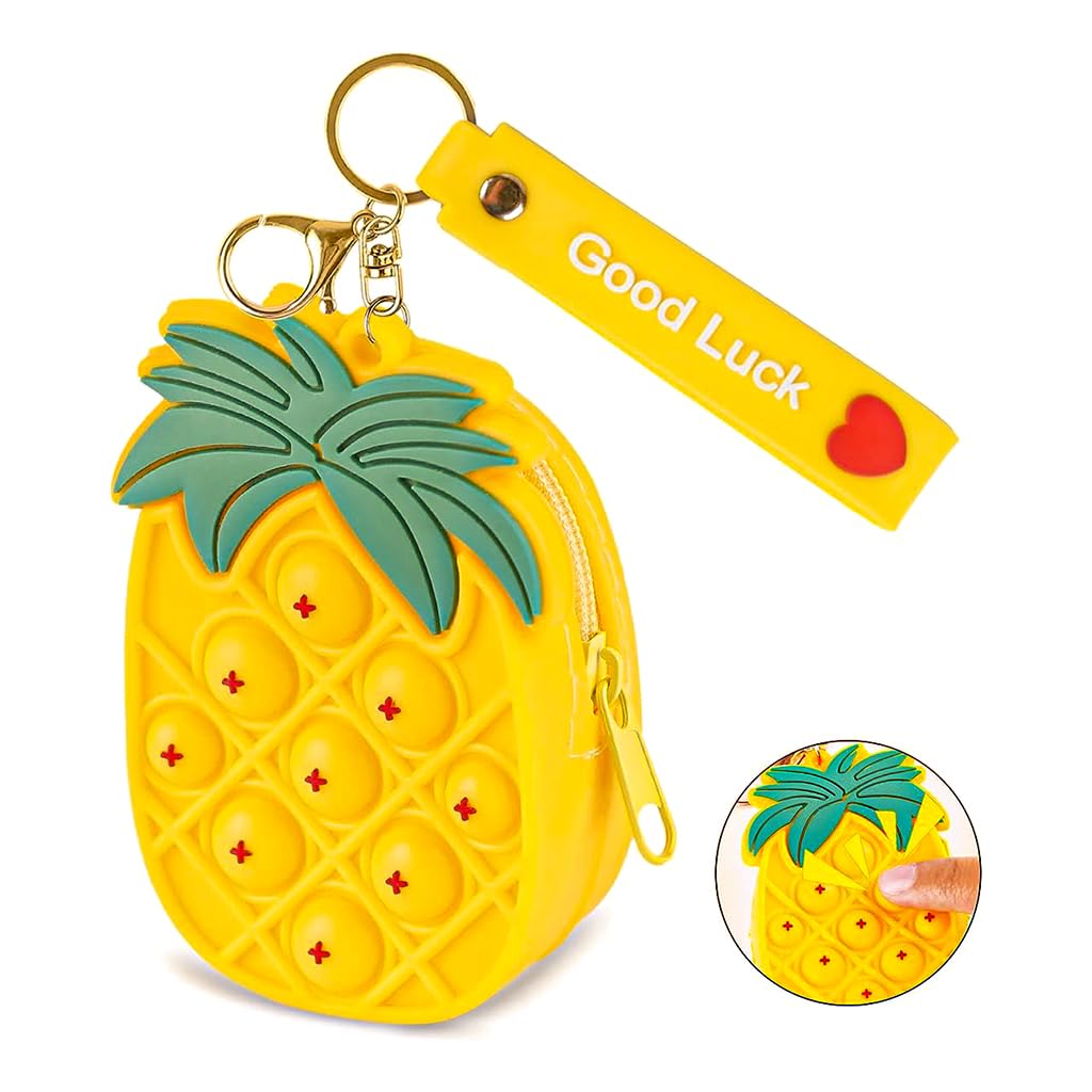 SANNIDHI Pineapple Coin Pouch Keychain Cute Silicone Zipper Coin Bag Small Key Chain Coin Purse Pouch Handbag Backpack Charms SANNIDHI Pineapple Coin Pouch Keychain Cute Silicone Zipper Coin Bag Small Key Chain Coin Purse Pouch Handbag Backpack Charms